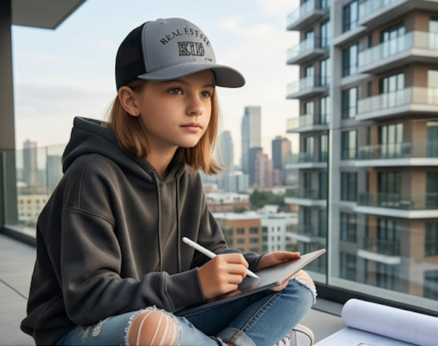 Real Estate Kid Youth Trucker Hat – Adjustable Snapback Cap