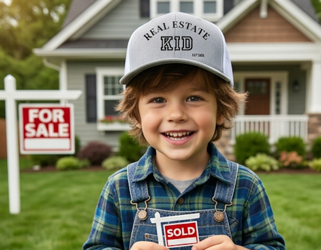 Real Estate Kid Youth Trucker Hat – Adjustable Snapback Cap
