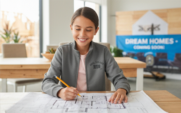 Real Estate Kid Youth Sport-Wick Full-Zip Fleece Jacket